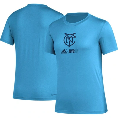 Shop Adidas Originals Adidas Light Blue New York City Fc Aeroready Club Icon T-shirt