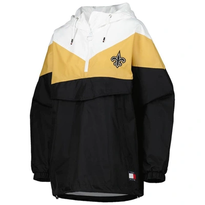 Shop Tommy Hilfiger White/gold New Orleans Saints Staci Half-zip Hoodie Windbreaker Jacket