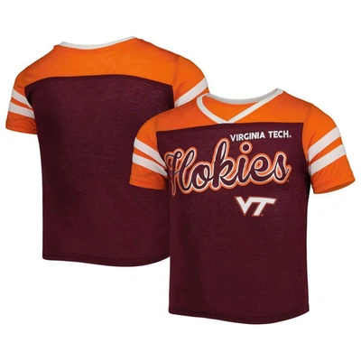 Shop Colosseum Girls Youth  Maroon Virginia Tech Hokies Practically Perfect Striped T-shirt