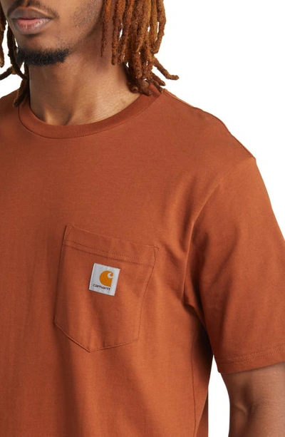 Shop Carhartt Logo Pocket T-shirt In Beaver