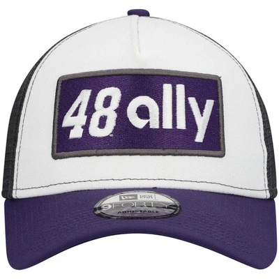 Shop New Era White/purple Alex Bowman Double Patch 9forty A-frame Trucker Snapback Hat