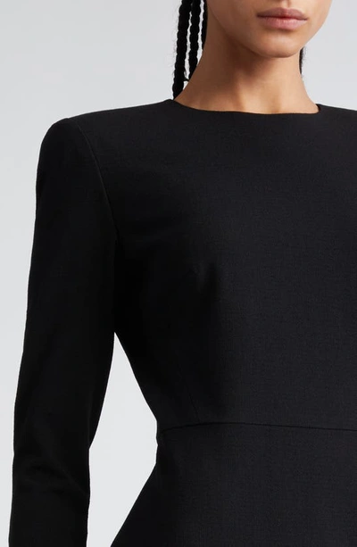 Shop Victoria Beckham Long Sleeve Wool Blend Jersey Sheath Dress In Black