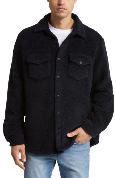 Shop One Of These Days X Woolrich Western Faux Shearling Button-up Shirt In Navy