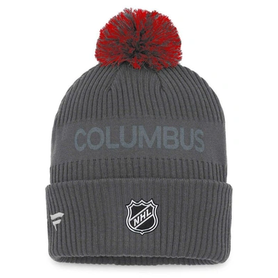 Shop Fanatics Branded Charcoal Columbus Blue Jackets Authentic Pro Home Ice Cuffed Knit Hat With Pom