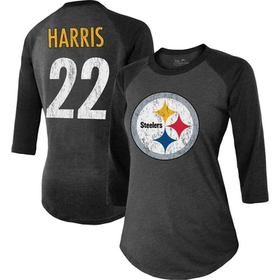 Shop Majestic Threads Najee Harris Black Pittsburgh Steelers Player Name & Number Raglan Tri-blend 3/4-sl