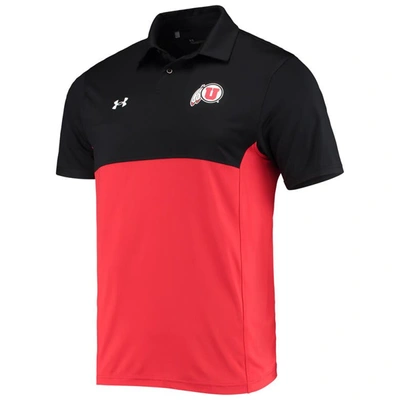 Shop Under Armour Black/red Utah Utes 2022 Blocked Coaches Performance Polo