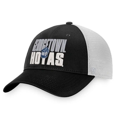 Shop Top Of The World Black/white Georgetown Hoyas Stockpile Trucker Snapback Hat