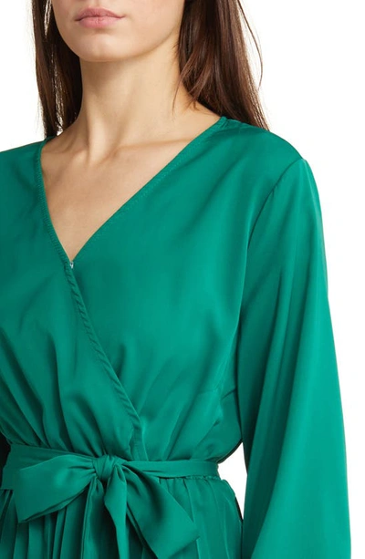Shop Nikki Lund Sienna Long Sleeve Faux Wrap Dress In Green