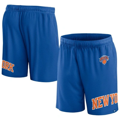 Shop Fanatics Branded Blue New York Knicks Free Throw Mesh Shorts