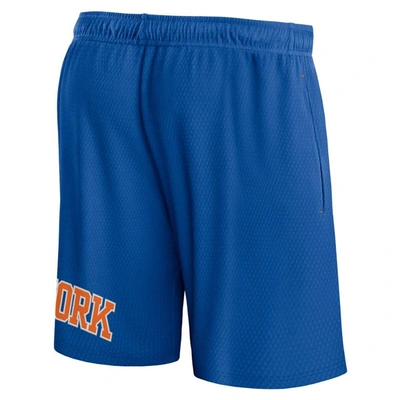 Shop Fanatics Branded Blue New York Knicks Free Throw Mesh Shorts