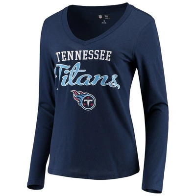 Shop G-iii 4her By Carl Banks Navy Tennessee Titans Post Season Long Sleeve V-neck T-shirt