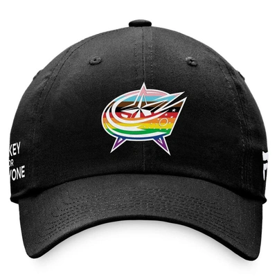 Shop Fanatics Branded Black Columbus Blue Jackets Team Logo Pride Adjustable Hat