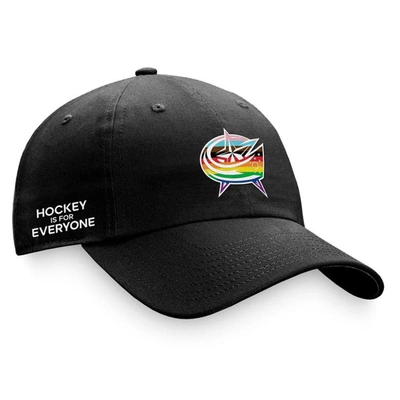 Shop Fanatics Branded Black Columbus Blue Jackets Team Logo Pride Adjustable Hat