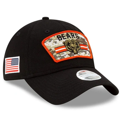 Shop New Era Black Chicago Bears 2021 Salute To Service 9twenty Adjustable Hat