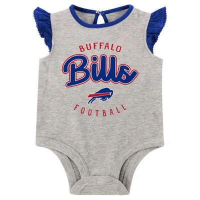 Shop Outerstuff Girls Infant Heather Gray/royal Buffalo Bills All Dolled Up Three-piece Bodysuit, Skirt & Booties Se