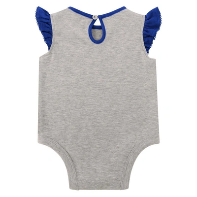 Shop Outerstuff Girls Infant Heather Gray/royal Buffalo Bills All Dolled Up Three-piece Bodysuit, Skirt & Booties Se