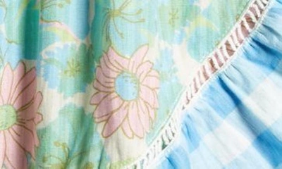 Shop Asos Design Floral & Gingham Print Smocked Dress In Ivory