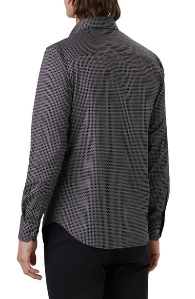 Shop Bugatchi James Ooohcotton® Geometric Print Button-up Shirt In Black
