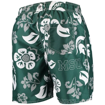 Shop Wes & Willy Green Michigan State Spartans Floral Volley Swim Trunks