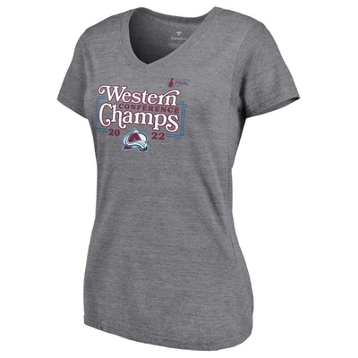 Fanatics Branded Heathered Gray Colorado Avalanche 2022 Western Conference Champions Line Shift V-ne In Heather Gray