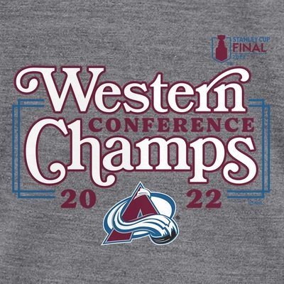Fanatics Branded Heathered Gray Colorado Avalanche 2022 Western Conference Champions Line Shift V-ne In Heather Gray