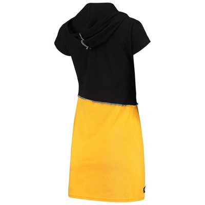 Shop Refried Apparel Black/gold Pittsburgh Steelers Sustainable Hooded Mini Dress