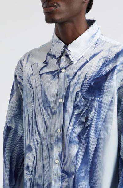 Shop Y/project Compact Trompe L'oeil Button-up Shirt In Light Blue