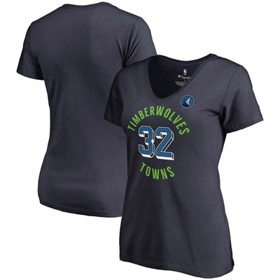 Shop Fanatics Branded Karl-anthony Towns Navy Minnesota Timberwolves Notable Name & Number V-neck T-shirt
