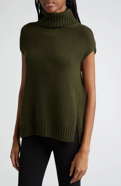 Shop Monse Tie Back Merino Wool Turtleneck Sweater In Olive