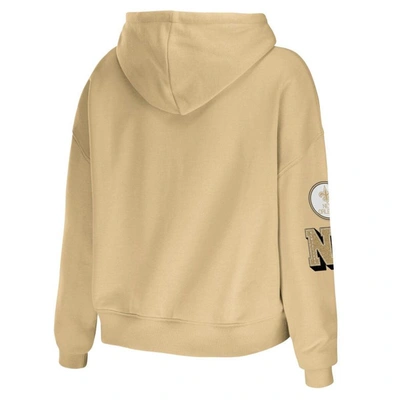 Shop Wear By Erin Andrews Gold New Orleans Saints Plus Size Modest Cropped Pullover Hoodie