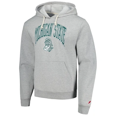 Shop League Collegiate Wear Heather Gray Michigan State Spartans Tall Arch Essential Pullover Hoodie