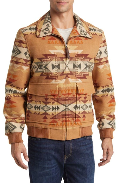 Shop Pendleton Colton Jacquard Wool Jacket In Highland Peak Tan