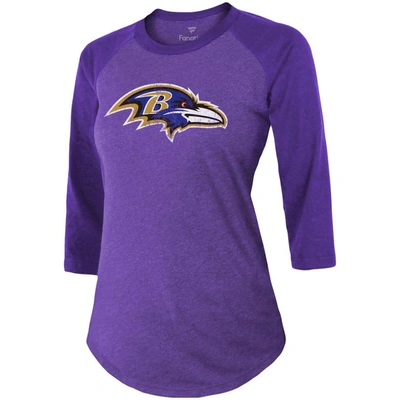 Shop Majestic Threads Lamar Jackson Purple Baltimore Ravens Player Name & Number Tri-blend 3/4-sleeve Fit