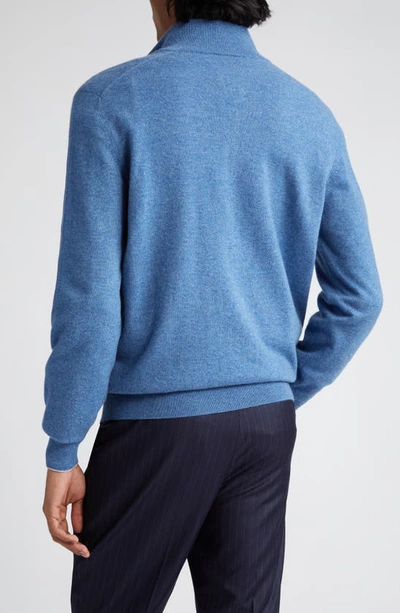 Shop Brunello Cucinelli Cashmere Quarter Zip Sweater In Caf70-blueberry