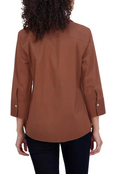 Foxcroft Mary Button-up Blouse In Macchiato