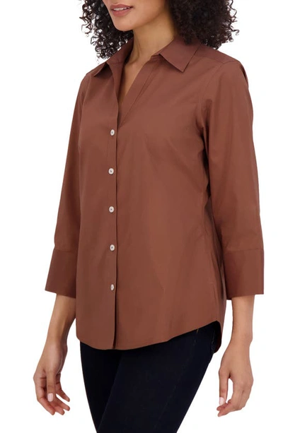 Foxcroft Mary Button-up Blouse In Macchiato