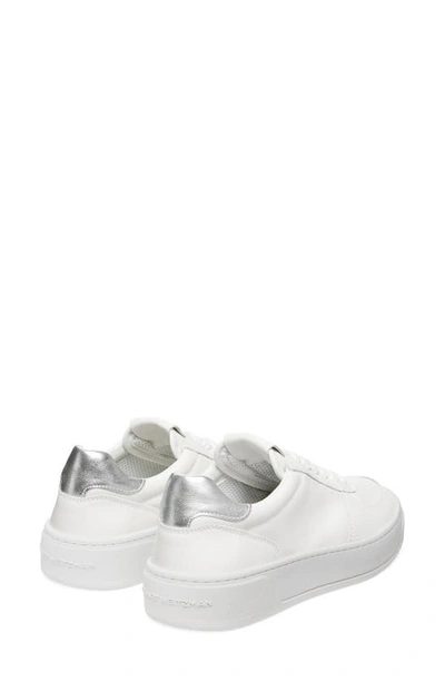 Stuart Weitzman Courtside Sneaker In White/ Silver Leather