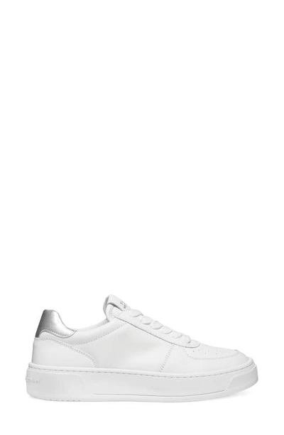 Stuart Weitzman Courtside Sneaker In White/ Silver Leather