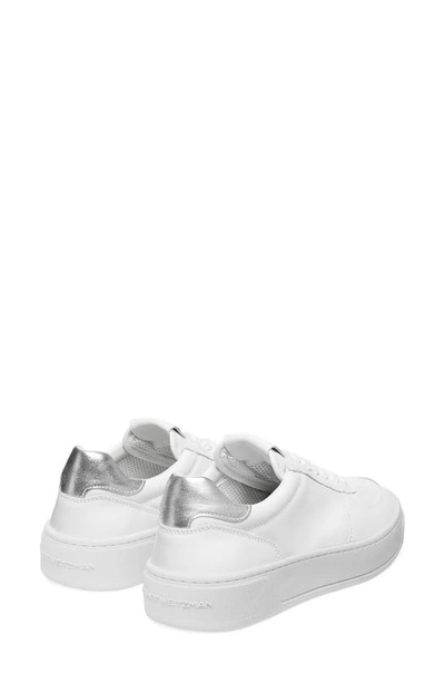 Stuart Weitzman Courtside Sneaker In White/ Silver Leather