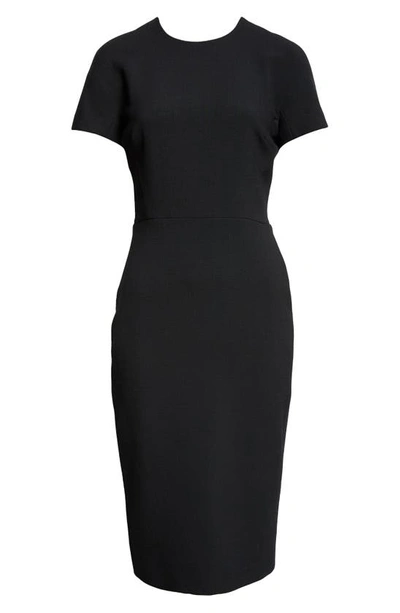 Shop Victoria Beckham Crepe Sheath Dress In Black