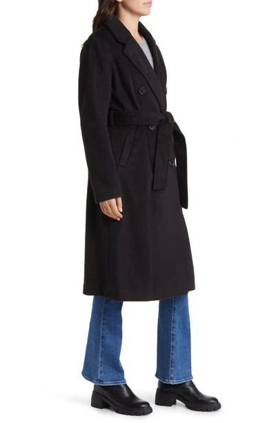 Shop Sam Edelman Tie Waist Double Breasted Trench Coat In Black