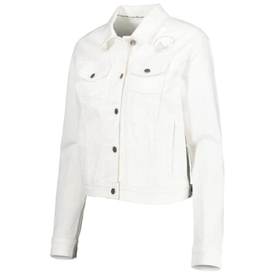 Shop Lusso White Golden State Warriors Swarovski Crystal & Distressed Button-up Denim Jacket