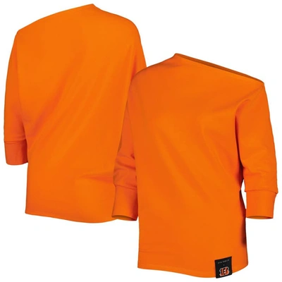 Shop Kiya Tomlin Orange Cincinnati Bengals Twisted Tri-blend Asymmetrical 3/4-dolman Sleeve Sweatshirt