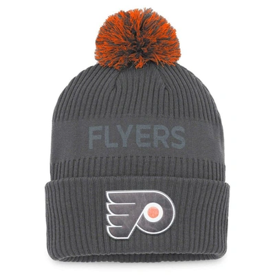 Shop Fanatics Branded Charcoal Philadelphia Flyers Authentic Pro Home Ice Cuffed Knit Hat With Pom
