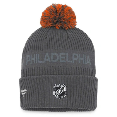 Shop Fanatics Branded Charcoal Philadelphia Flyers Authentic Pro Home Ice Cuffed Knit Hat With Pom