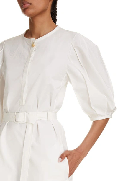 Shop Chloé Belted Cotton Poplin Shirtdress In Buttercream