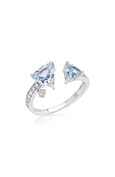 Shop Hueb Mirage Aquamarine & Diamond Split Ring In White Gold