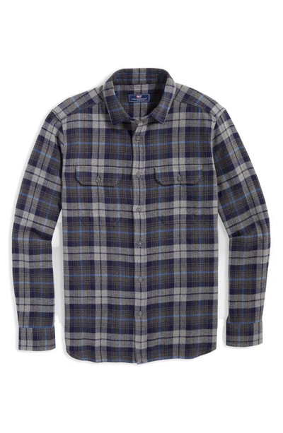 Shop Vineyard Vines Tartan Flannel Work Shirt In Ultimate Gray
