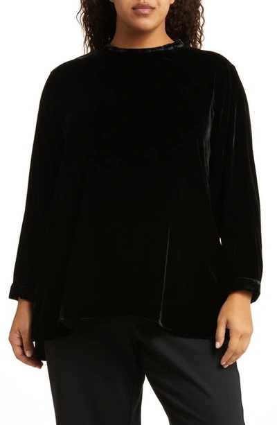 Shop Eileen Fisher Velvet Mock Neck Tunic In Black
