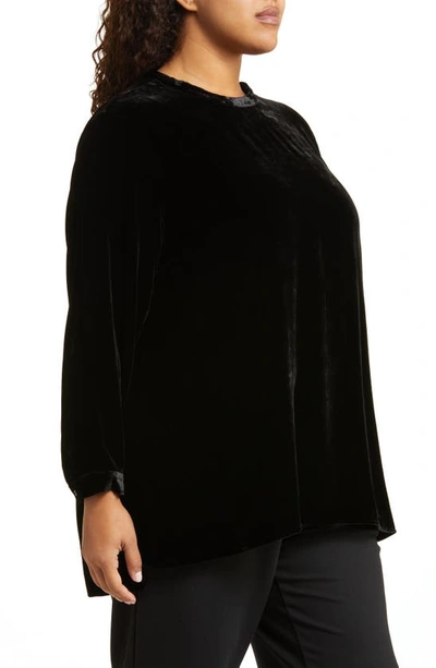 Shop Eileen Fisher Velvet Mock Neck Tunic In Black
